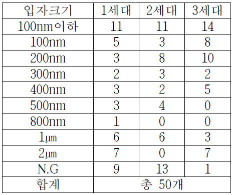 3세대의 입자크기