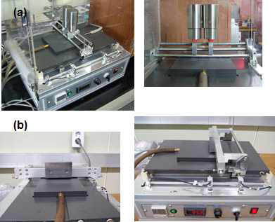 접촉식 bar coater 개선 전(a)과 개선 후(b)