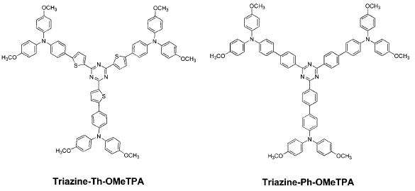 Triazine을 도입한 정공전달물질의 구조