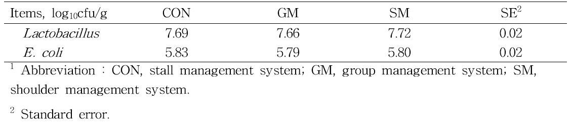 The effects of management system on fecal microflora in piglets