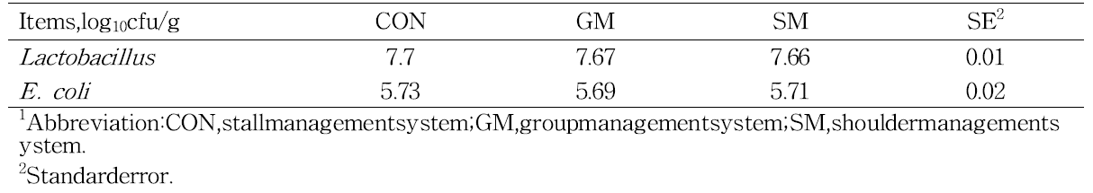 The effects of management system on fecal microflora in piglets