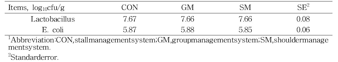 The effects of management system on fecal microflora in piglets