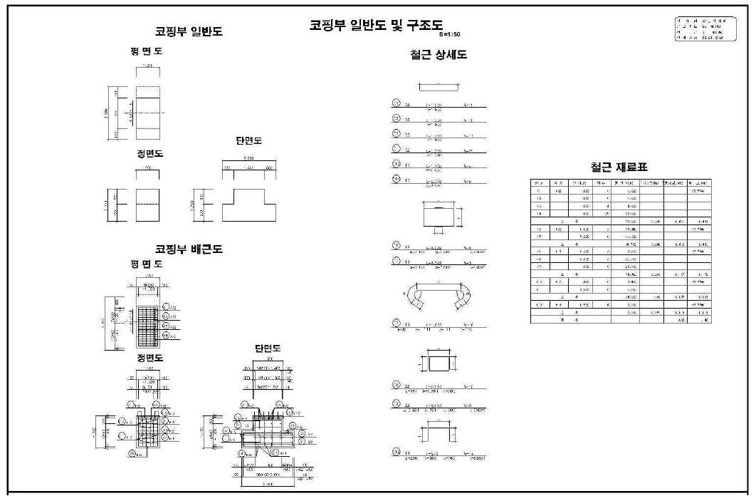 코핑부 일반도 및 구조도