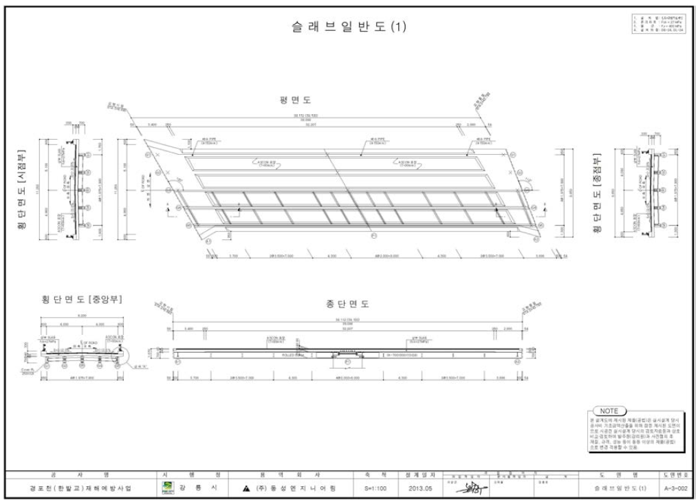 Test Bed 교량의 슬래브 일반도