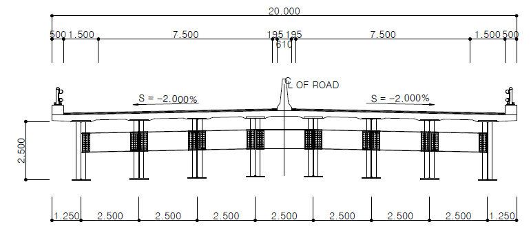 S.T PLATE 거더교 횡단면도(TYPE-1)