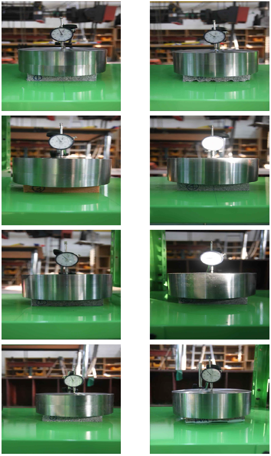 장기변형 250N 가력 실험체 각각의 Setting 사진