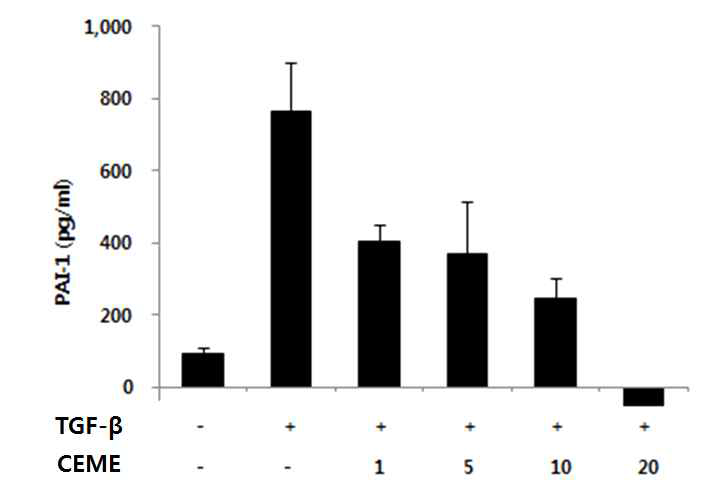 Effects of C. excavata Burm. on PAI-1 production.