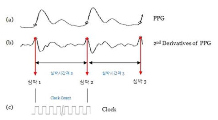 미분한 파형의 PPG 신호 검출그래프