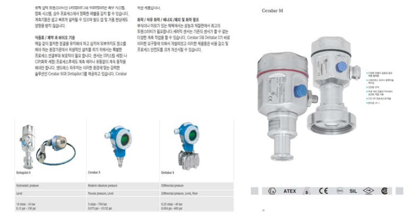 Endress+Hauser社의 주요 경쟁제품군