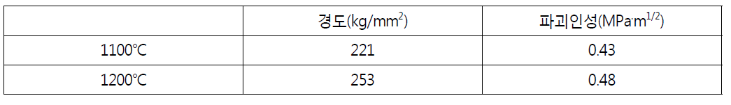 HAp 소결체 경도 및 파괴인성