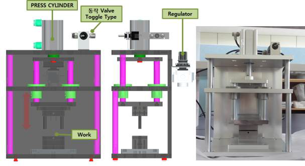 센서 소자 성형용 공압 프레스