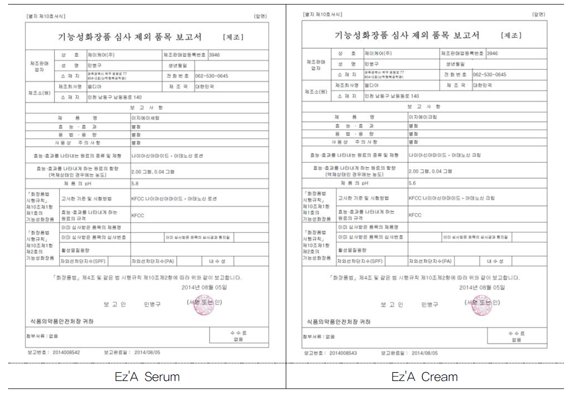 식품의약품안전처 기능성화장품 인증