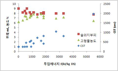 에너지 투입에 따른 슬러지 특성 변화