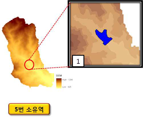 도암댐 5번 소유역의 부댐 설치 예상 지점