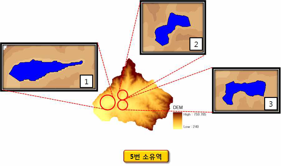 횡성댐 5번 소유역의 부댐 설치 예상 지점