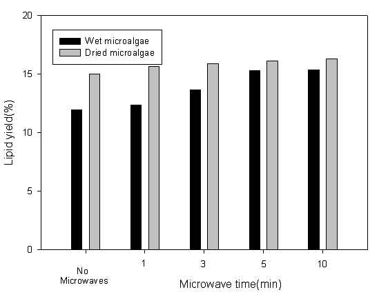 Microwave시간에 따른 지질 추출 수율