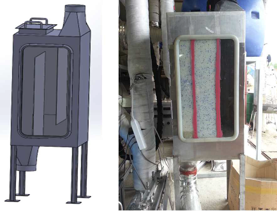 실리카겔 충전탑의 3D 제작도와 설치사진