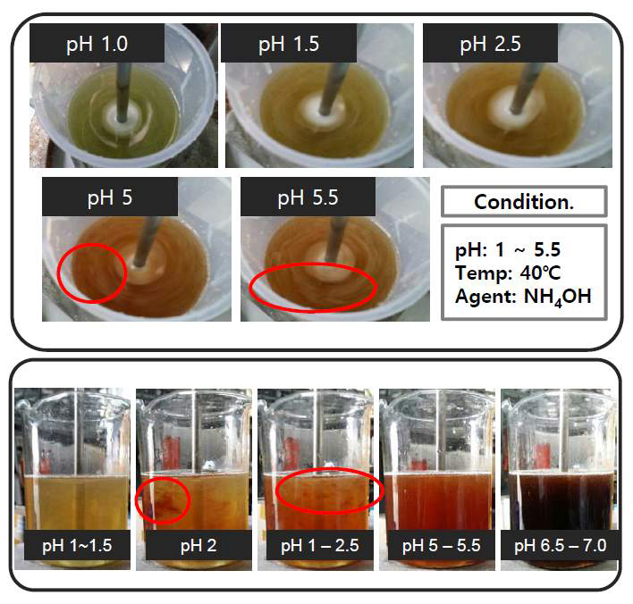 pH에 따른 침전현상