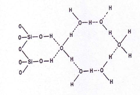 실리카의 물 분자의 흡착