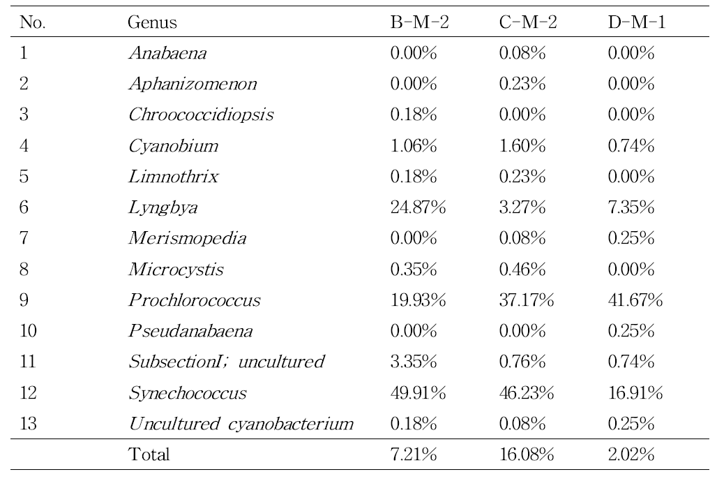 문의 지역(M): Cyanobacteria