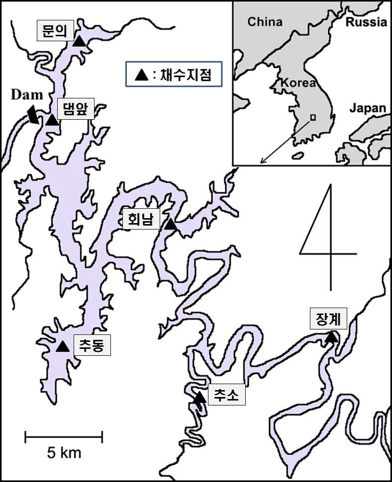 대청호의 샘플링 지점