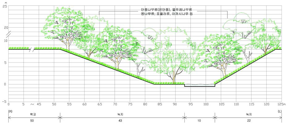 Tacony Creek의 횡단면 구조