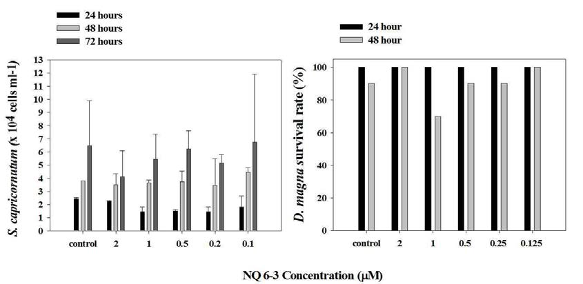 Selenastrum capricornutum, Daphnia magna를 이용한 NQ 6-3 물질의 생태독성 평가