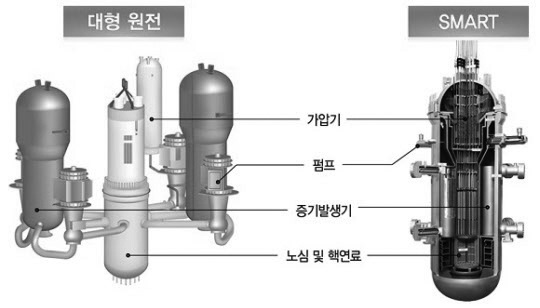 대형원전 원자로와 SMART원전 원자로 비교
