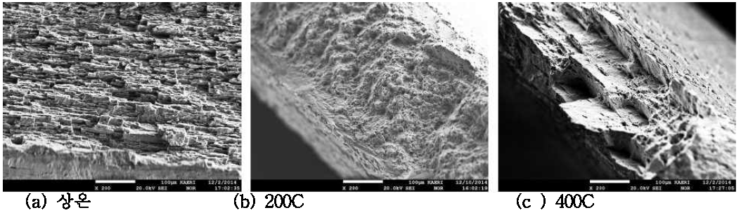 산화막과 수소화합물이 동시에 형성된 Zirlo링 조사시편 (수소 500 ppm)의 파단면