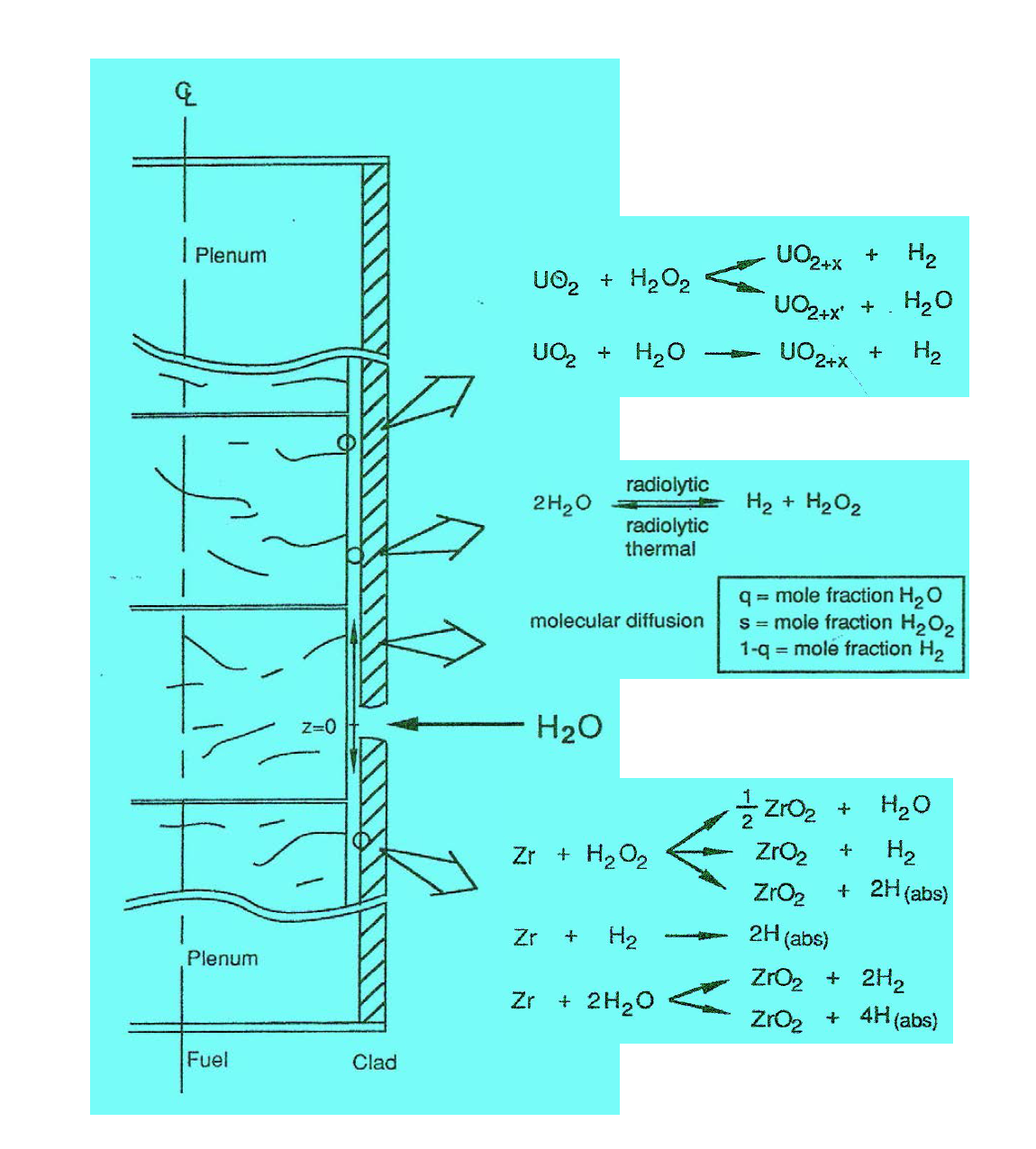 Gas-solid reaction process in a defected fuel rod