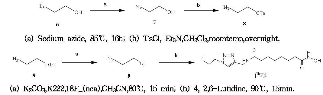 [18F]1에 대한 click method를 이용한 합성모식도.