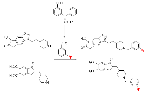 보결그룹을 이용한 meta-[18F]F-Donepezil과 meta-[18F]F-CP118,954