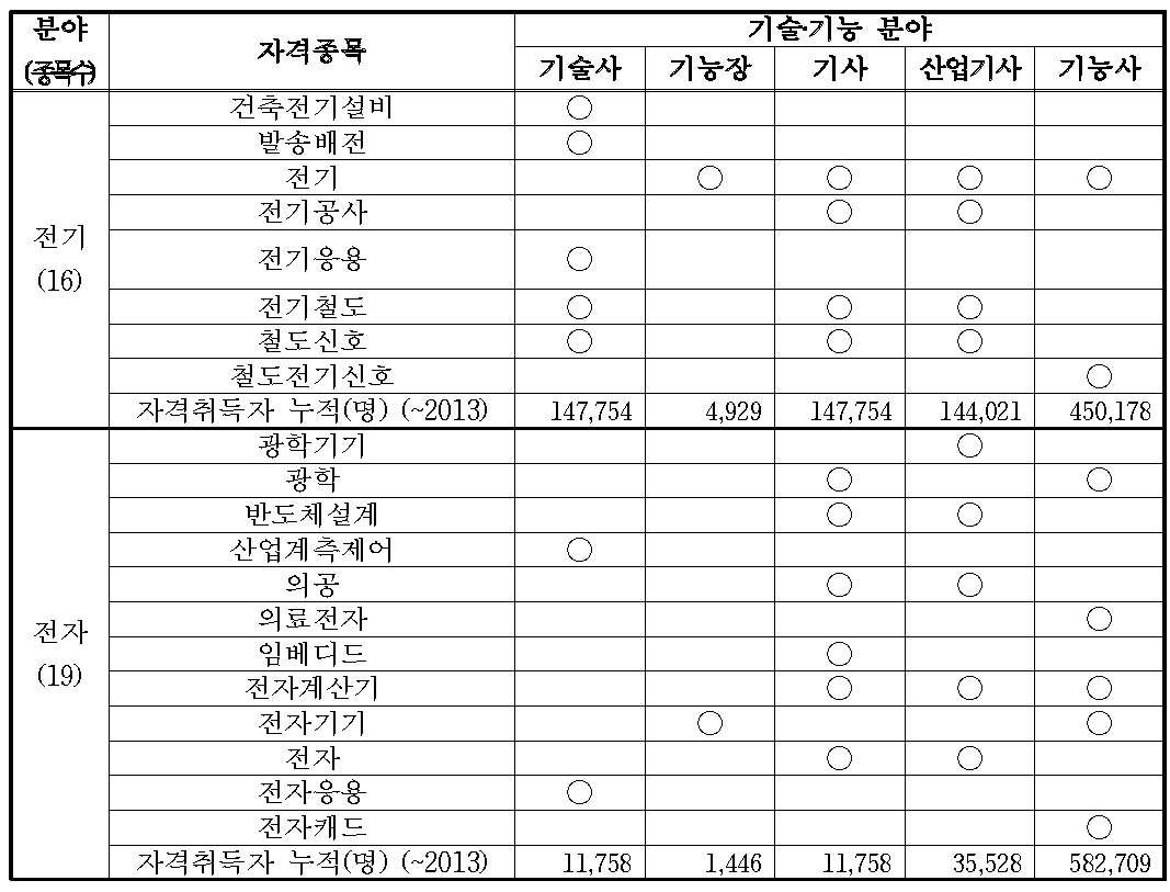 전기·전자 분야 국가기술자격제도 운영 현황