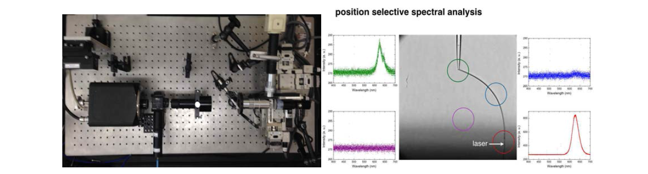(좌) 고해상 제작 분석 통합시스템, (우) 나노선의 제작과 동시에 분광분석을 진행