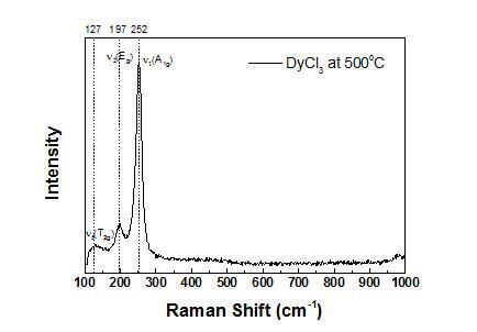 DyCl3의 라만 스펙트럼 (500℃)