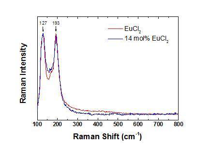 LiCl-KCl 내 EuCl2의 라만 스펙트럼 (500℃)