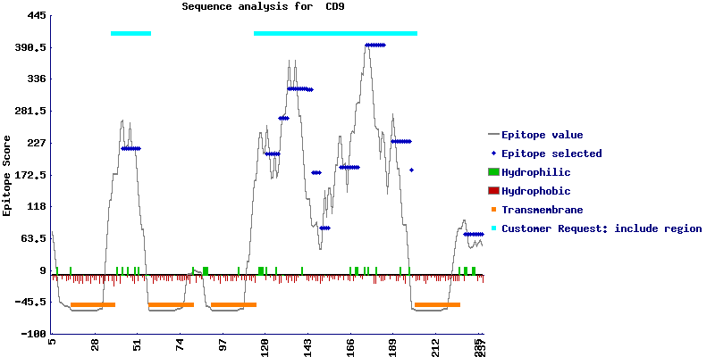 Prediction analysis of entire RbCD9 protein.