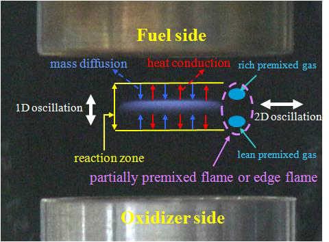 Low strain rate counterflow flame configuration and its physical description