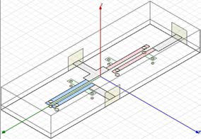 Two-stage initial miniaturized balun filter model drawn in HFSS