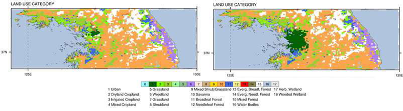 The modified land use data of the study domain in the WRF simulation.