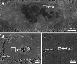 달의 Lacus Mortis에 있는 직경 260m급 pit 위치들