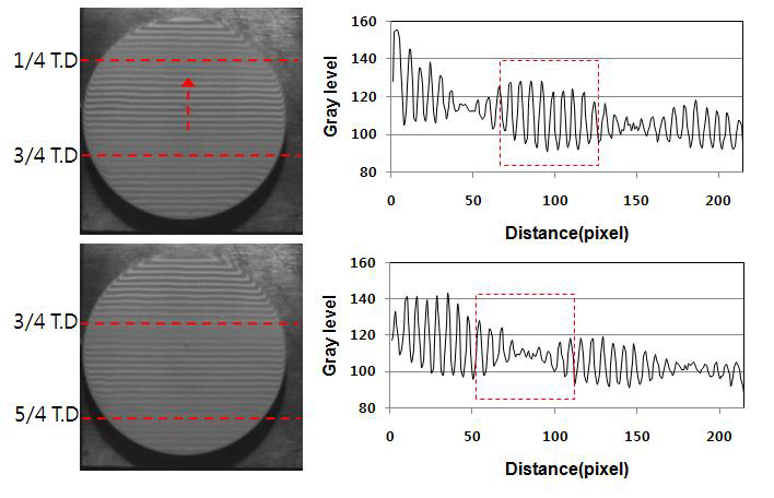 Moiré pattern and gray level by global fringe shift