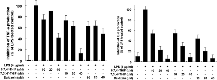 콩 isoflavone인 daidzein 대사체의 TNF-a, IL-6 생성 억제 효능