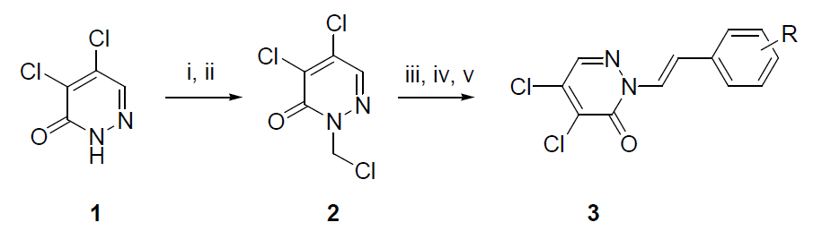 Scheme of styrylpyridazin-one derivative