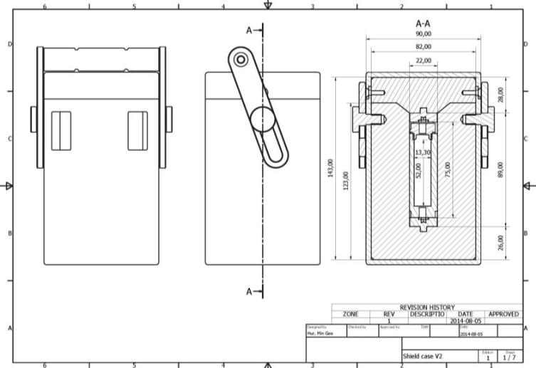 2D design of tungsten shield generator case