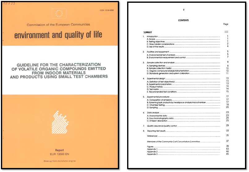 소형챔버를 이용한 VOCs 방출 시험법(EC, 1992)