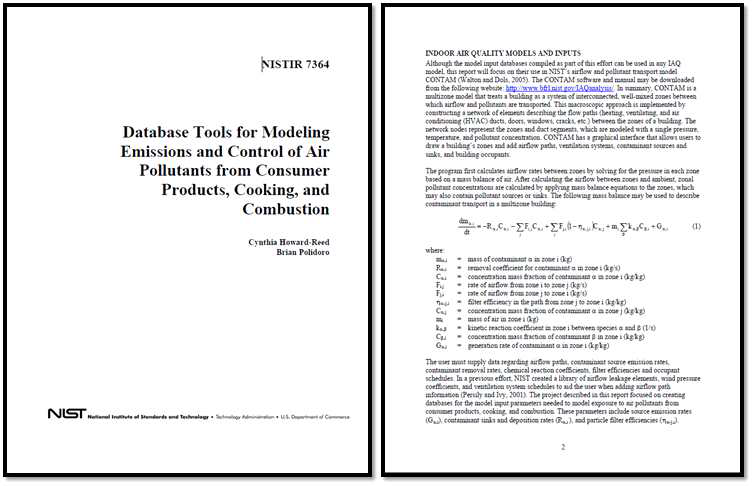 NISTIR 7364 실내공기 모델링 보고서(NIST, 2006)