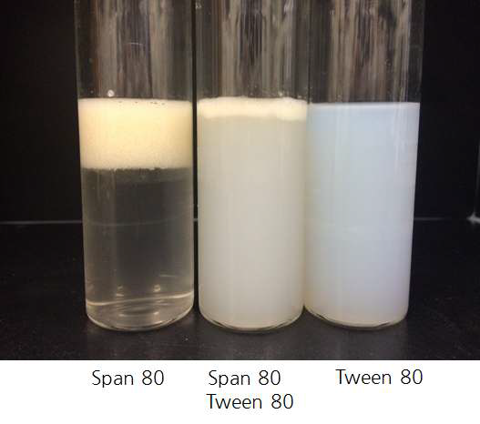유화제 종류에 따른 Vit D-NLCs 층분리 변화 측정