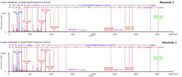 Rituximab 단백질 시료 L:Cys23-L:Cys87 disulfide bond의 확인