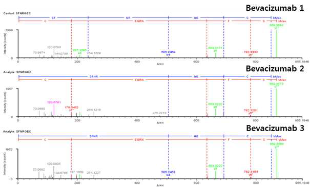 Bevacizumab 단백질 L:T17-18 (Cys214) peptide의 확인